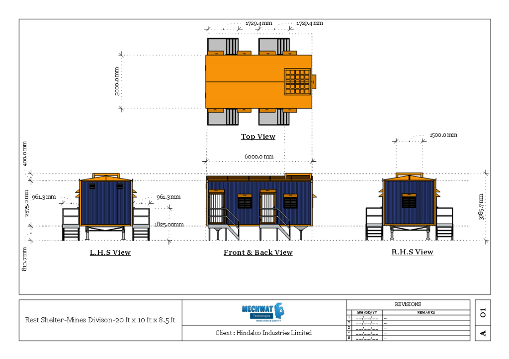 Rest shelter for mines, power, metro , road , defense sector  project